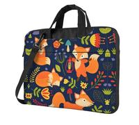 Cute Animal Fox Flower Print Laptop Bag Oxford Cloth Shoulder Tote Soft Fabric Comfortable Padded Case For Everyday Use