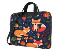 Cute Animal Fox Flower Print Ultra-Thin Laptop Bag 15.6 Inch With Shoulder Strap, Waterproof Computer Case Sleeve For 13, 14, 15.6 Inch Laptops,Portable Briefcase Messenger Bag For Men Women