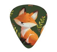 Cute Animal Fox Flower Printed Custom 12 Pieces Guitar Pick In A Box,The Pick Makes Sound Clear, Ukulele, Electric Bass (0.46 0.71 0.96mm)