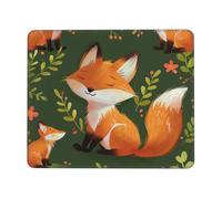 Cute Animal Fox Flower Printed Gaming Mouse Pad 10.3x8.3 Inches, Non-Slip Rubber Base Laptop Mousepad Desk Mat with Stitched Edges for Gamer, Office, Home