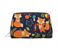 Cute Animal Fox Flower Printed Zippered Toiletry Bag, Wide Open Storage Case for Personal Care Items and Cosmetics
