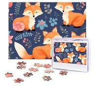 Cute Animal Fox Flower Puzzles 500 Pieces Personalized Jigsaw Puzzles with storage bag Photos Puzzle for Adults Challenging Picture Puzzle for Men Women Home Decor (52x38 CM)