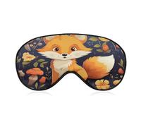 Cute Animal Fox Flower Sleep Mask Light Block-Out Eye Mask for Side Sleeper Pressure-Free Soft Night Blindfold with Adjustable Strap Breathable Sleep Eye Cover for Travel