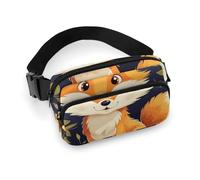 Cute Animal Fox Flower Waist Bag Fashion Fanny Bag with Adjustable Strap for Outdoor Workout Cycling Unisex, white, 20x13cm, Waist Bag