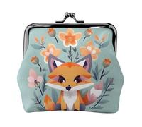 Cute Animal Fox Flowers coin purse for women,small womens wallet,small makeup bag for purse,ultra-thin retro change wallet, Black, One Size, Art Deco