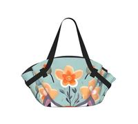 Cute Animal Fox Flowers Print Foldable Camping Bag Duffle Bag Waterproof Travel Bag Camping Mattress For Outdoor Park Beach