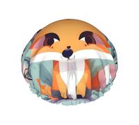 Cute Animal Fox Flowers Print Shower Cap, Shower Cap for Women Reusable, Waterproof Bath Cap,Quick Drying Bath Hair Cap