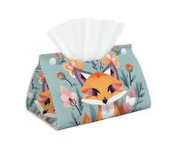 Cute Animal Fox Flowers Print Tissue Oblong Box Cover Waterproof Organizer For Daily Home Room Office Decor