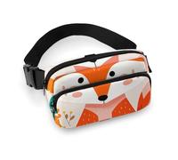 Cute Animal Fox Flowers Waist Bag Fashion Fanny Bag with Adjustable Strap for Outdoor Workout Cycling Unisex, white, 20x13cm, Waist Bag