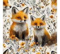 Cute Animal Fox Peel and Stick Wallpaper 0.45×5 m Removable Self Adhesive Plants Flower Contact Paper Sticky Back Thicken Waterproof Matte Wall Paper for Living Room Bedroom Furniture Decorate