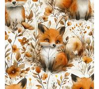 Cute Animal Fox Peel and Stick Wallpaper 0.52×5 m Removable Self Adhesive Plants Flower Contact Paper Sticky Back Thicken Waterproof Matte Wall Paper for Living Room Bedroom Furniture Decorate