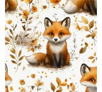 Cute Animal Fox Self Adhesive Wallpaper Plants Flower Contact Paper Peel and Stick Wallpaper Thicken Waterproof Matte with Sticky Back Canvas Wall Cabinets Furniture Stickers Decorate 0.52×5 m