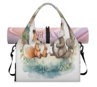 Cute Animal Fox Squirrel Sports Duffel Bag for Women Men Weekend Overnight Bag with Shoe Compartment Shoulder Tote Luggage Bag for Yoga Gym Travel