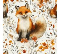 Cute Animal Fox Wallpaper Self-Adhesive 0.52×20 m Plants Flower Pattern Matte Contact Paper Removable Thicken Waterproof Canvas Peel and Stick Wall Paper for Home Decoration Furniture Renovation