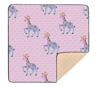 Cute Animal Giraffe Bow Yellow Peach Soft Thick Baby Play Mat for Indoor Outdoor Waterproof Foldable Baby Kick Crawling Mat for Babies Infants Toddlers, 50'' x 50''alfombra de juegos