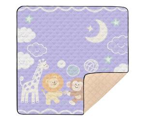 Cute Animal Giraffe Purple Moon White Cute Foldable Baby Playmat for Indoor Outdoor Water Resistant Travel Play Mat for Baby Toddler Infant, 50'' x 50''