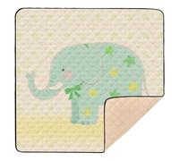 Cute Animal Green Elephant Stars Soft Padded Baby Play Mat for Floor Comfortable Padded Play Mat for Baby Toddler Infant, 50'' x 50''