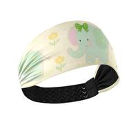 Cute Animal Green Yellow Elephant Cooling sport headbands for women Stretchy sweat band for hiking hiking Workouts Athletic Sports diadema para mujer