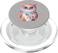 Cute Animal Humor, Owl with Glasses, Coffee Lover PopSockets PopGrip for MagSafe