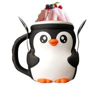 Cute Animal Ice Creams Container | 3D Penguin Ice Cream Pint Cups | Holiday Cup Holder Dispenser with 2 Spoons & Anti-Freeze Handle | Toddler Accessories for Freezer Soda Yogurt, Kitchen Gadgets