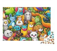 Cute Animal Jigsaw Puzzle 1000 Pieces Paper Puzzle Game Colorful Zoo Scene 52x38cm/1000pcs