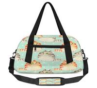 Cute Animal Kids Overnight Duffle Bags for Girls Boys, Fat Cats Lightweight Sports Gym Bag for Kids,Small Overnight Weekender Carry on Travel Bags Dance Bag, Cute Animal, 18.5L x 7.8W x 9.4H