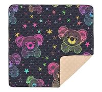 Cute Animal Koala Bear Neon Star Large Non-Slip Baby Activity Play Mat for Floor Cozy Breathable Activity Entertainment Mat for Babies Infants Toddlers, 50'' x 50''