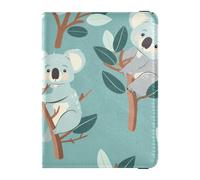 Cute Animal Koala Seafoam Blue Leather passport holder for travel women for travel Wallet Combo Passport Case for men Waterproof