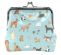 Cute Animal Leather Coin Purse Women Cute Kiss Lock Funny Pets Dogs Green Money Change Pouch, Funny Pets Dogs Green, Classic