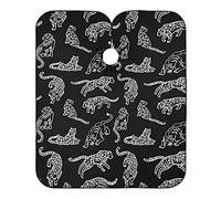 Cute Animal Leopard Print Black Hair Cutting Gown Lightweight Haircut Capes Adjustable Hairdressing Apron For Home Barbershop Barbers 140X168Cm