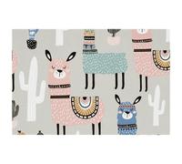 Cute Animal Llama Cartoon Cactus Pattern Table Mats Set of 6, Place Mats Table Placemats Washable Non-slip Heat Insulation for Kitchen Dinning Restaurant 18"X12"