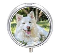 Cute Animal Lying on The Grass Pill Box Cute Round Pill Case Portable Medicine Tablet Vitamin Holder Organizer for Purse Pocket