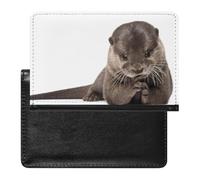 Cute Animal Otter Passport Holder PU Leather Slim Passport Cover with Card Slots Travel Document Holder Cover