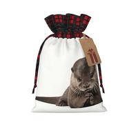 Cute Animal Otter Printed Gift Bag, Perfect Color Blocking Burlap Gift Bag