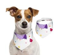 Cute Animal Owl Print Pattern,Dog Bandanas Cotton Pet Scarf Adjustable Bibs for Pet,L