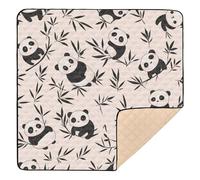 Cute Animal Panda Bamboo Beige Soft Foam Baby Floor Play mat for Floor Cozy Breathable Foldable Padded Play Mat for Babies Infants Toddlers, 50'' x 50''alfombrilla de actividad