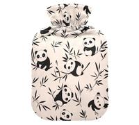 Cute Animal Panda bamboos Beige Cute hot Water Bottle with Soft Cover, 1L hot Compress Bag for Neck and Shoulder Pain Relief,Neck Shoulder Warmer,Bolsa Caliente para Dolores musculares