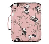 Cute Animal Panda bamboos Peach File Pocket Folder 7 Pockets A4 Letter Size with Zipper Closure for Office Supplies Expanding File Folder with Labels para guardar documentos