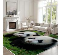 Cute Animal Panda Hallway Runner Non Slip Runner Rugs 180x240cm Washable Rug Green Grass Plants Rectangular Carpet Floor Mats and Rugs for Living Room Entryways Bedroom Kitchen