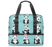 Cute Animal Panda Pattern Sports Tote Gym Bag for Women Men, Travel Duffel Bag with Shoe Compartment Large Capacity Workout Overnight Bag for Fitness Yoga Swimming Weekend