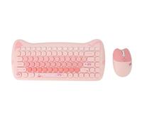 Cute Animal Pattern 84 Key Keyboard and 4 Keys Mouse Set Matte Finish, Light Touch, 2.4G Wireless, Ergonomic Design for Gilrs, ABS Material, (Pink)
