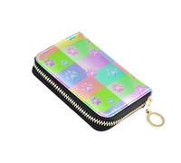 Cute Animal Paw Print Rainbow Women Wallet Small RFID Blocking Credit Card Wallets Cute Decorative Zipper Card and Cash Holder