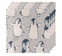 Cute Animal Penguins Cloth Napkins Set of 4, Washable Dinner Napkins Oversized Soft Reusable Satin Tables Napkins for Party Events Wedding, 50 x 50 CM, Hotel Quality