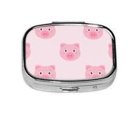 Cute Animal Pig Pattern,Meta Pill Box 2 Compartment Medicine Case,Portable Organizer