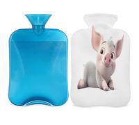 Cute Animal Pig Piggy Hot Water Bottle with Cover, 2L Hot Water Bag for Pain Relief, Neck Soft and Shoulder, Hand Feet Warmer, Hot and Cold Compress for Adult Kids