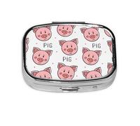 Cute Animal Pig Print Pattern,Meta Pill Box 2 Compartment Medicine Case,Portable Organizer,Rectangle Meta Portable Organizer Pill Box 1935 Compartment Medicine Case