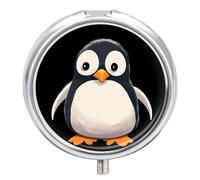Cute Animal Pill Box Medicine Pill Organizer 3 Compartment Daily Pill Case Small Pill Container Round Pill Holder Travel Pill Box Metal Pill Case for Purse Pocket
