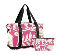 Cute Animal Polar Bear White Peach Duffel Bag with Wet Pocket Adjustable Strap Sports Gym Tote Bag for Trekking 2 Pcs Set for Men Women