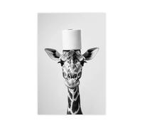 Cute Animal Poster Canvas Wall Art Funny Animal Giraffe Toilet Paper Wall Decor for Kids Bedroom Decor Unframe 12x18inch(30x45cm)