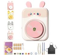 Cute Animal Pottery Wheel Set for Kids, DIY Mini Pottery Studio and Complete Painting Kit, Electric Crafting Machine, Art Tools for Molding, Sculpting, and Painting Ceramics Supplies(8*Clay C)